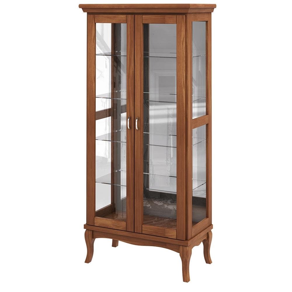 Cristaleira Decorativa com Nicho Sala de Estar Bragi 2 Portas Madeira Macica Imbuia G42 -