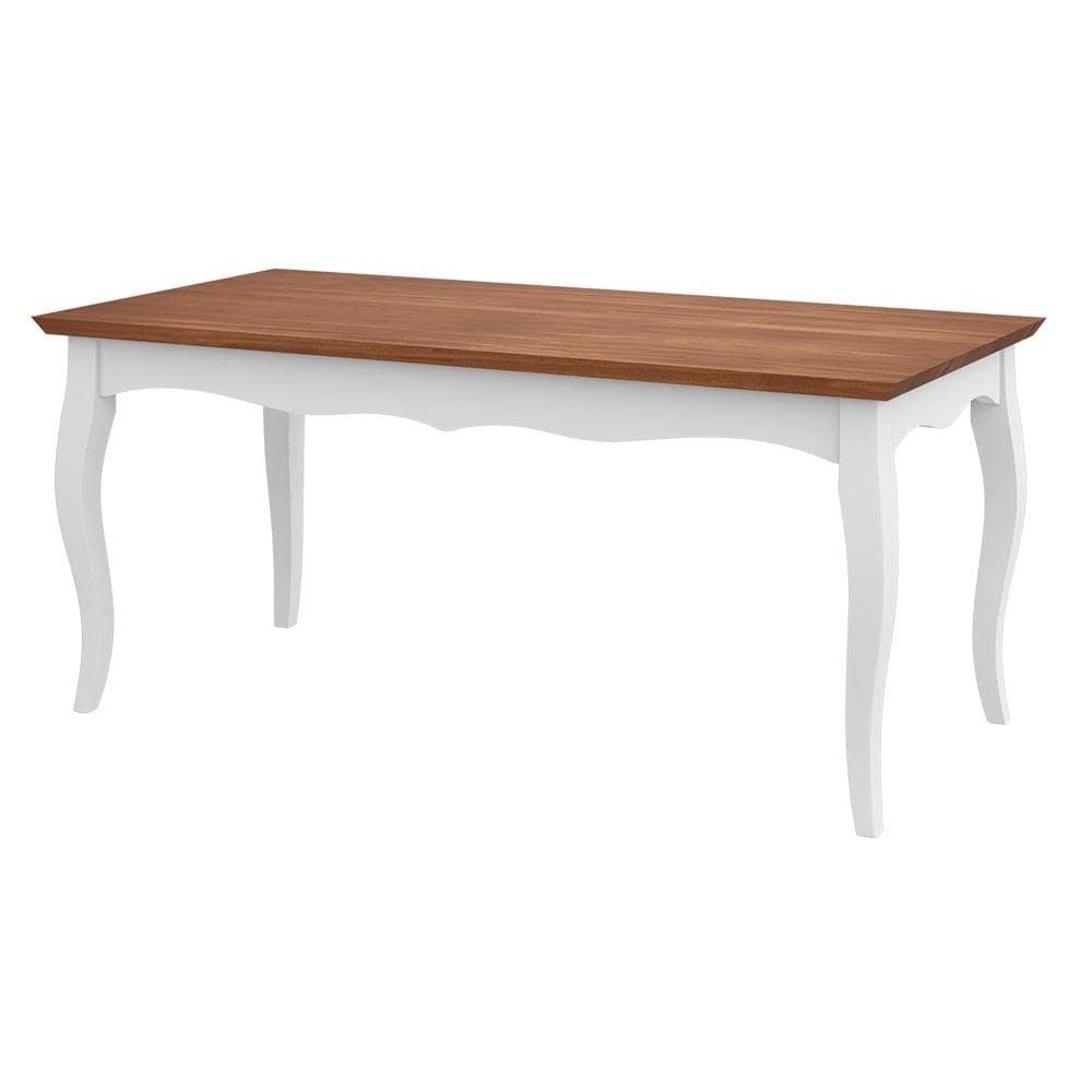 Mesa Sala de Jantar Cozinha Gallia 200cm Madeira Maciça e MDF Branco/Imbuia G42 - Gran Bel