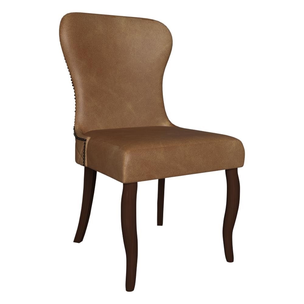 Cadeira Decorativa Sala De Jantar Duque Madeira PU Marrom G48 - Gran Belo