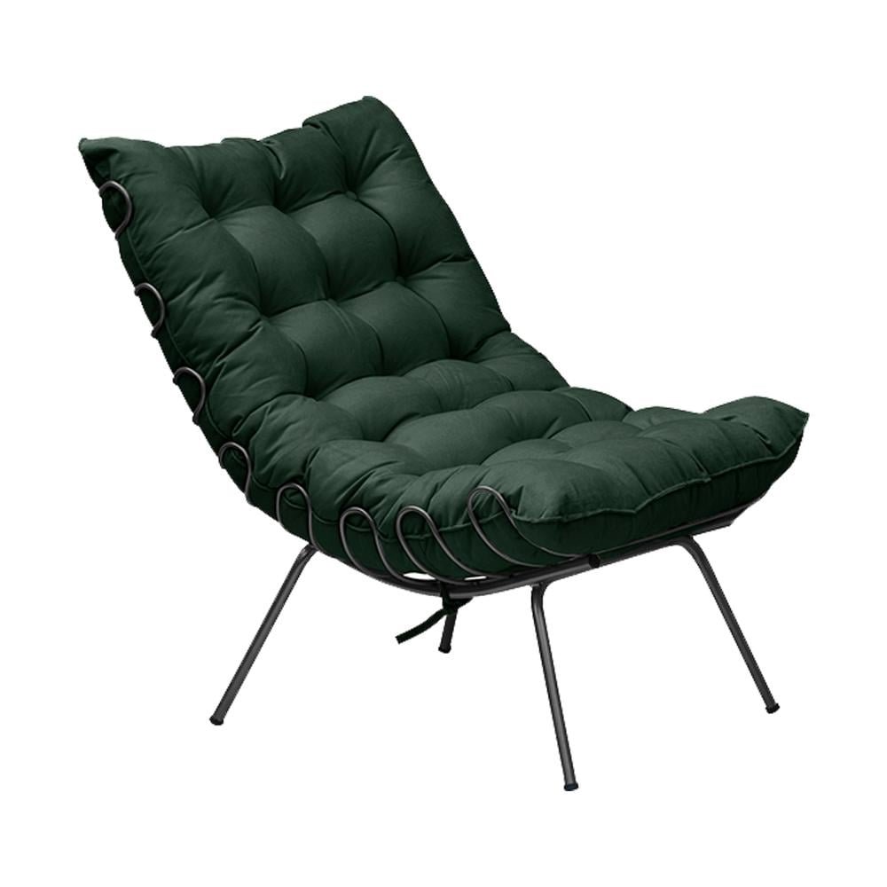 Kit 2 Poltronas Decorativas Sala de Estar Abel Base de Ferro Preto Suede Verde G41 - Gran
