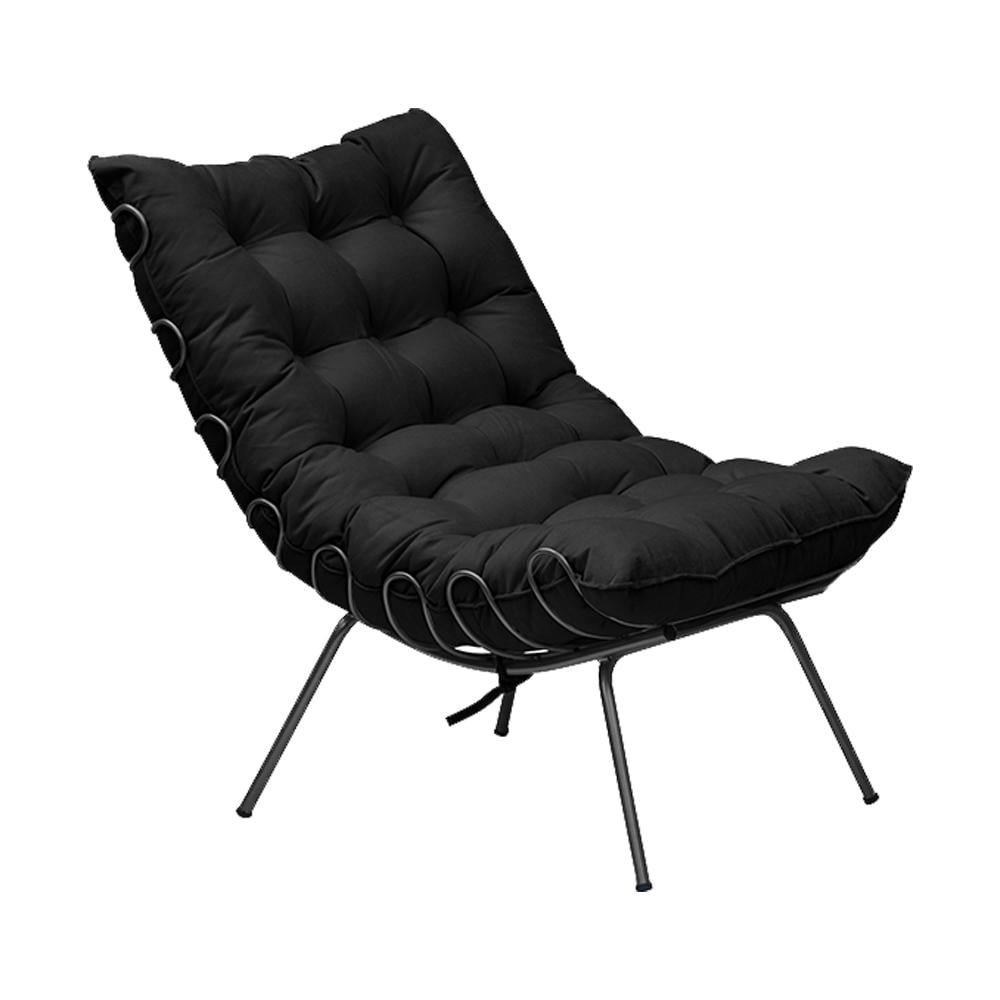 Kit 2 Poltronas Decorativas Sala de Estar Abel Base de Ferro Preto Veludo Preto G41 - Gran