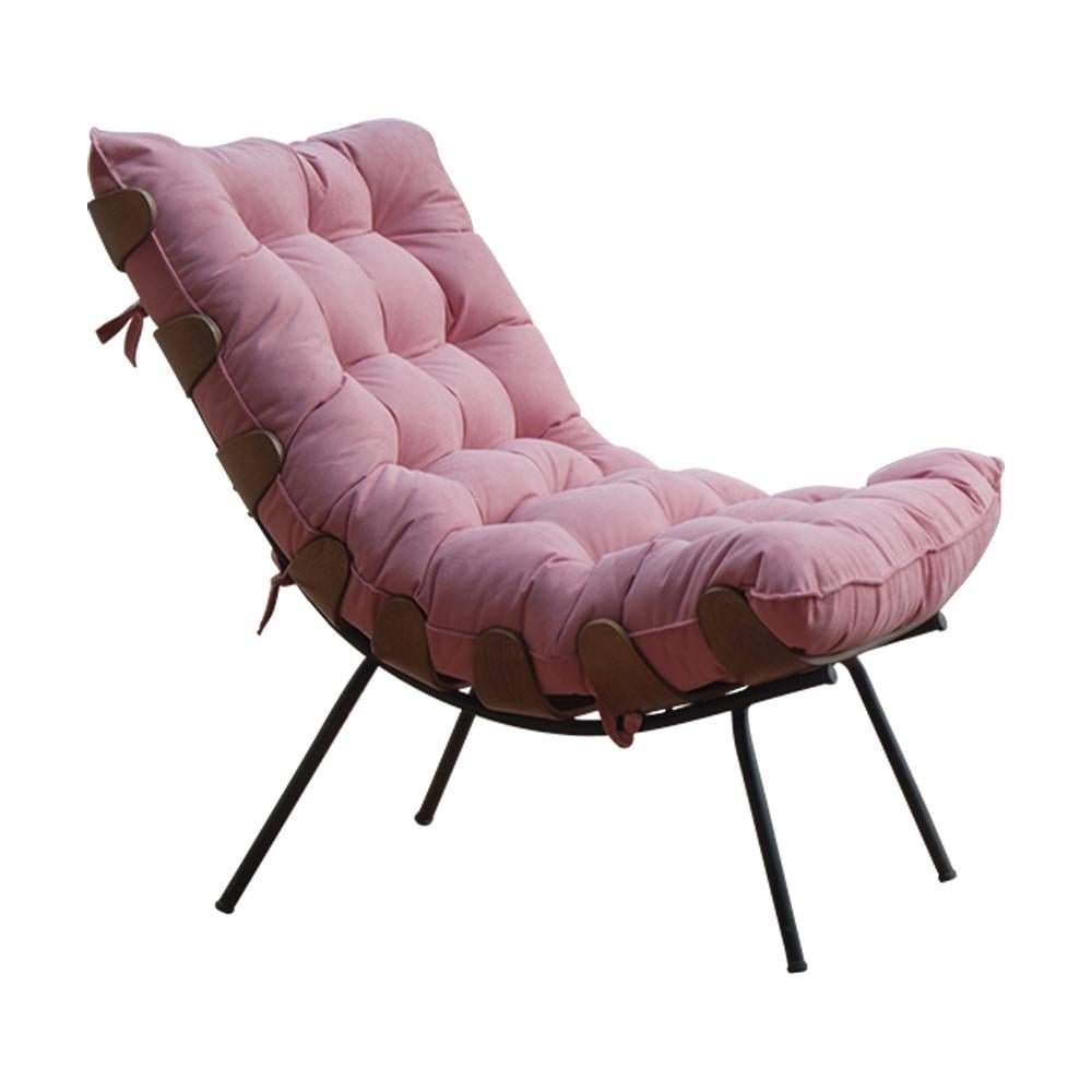 Kit 2 Poltronas Decorativas Sala de Estar Abel Base de Madeira Preto Suede Rosa G41 - Gran