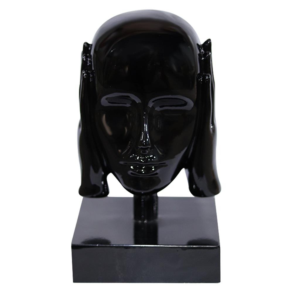 Escultura Decorativa Mascara Rosto Surdo Preto G07 - Gran Belo