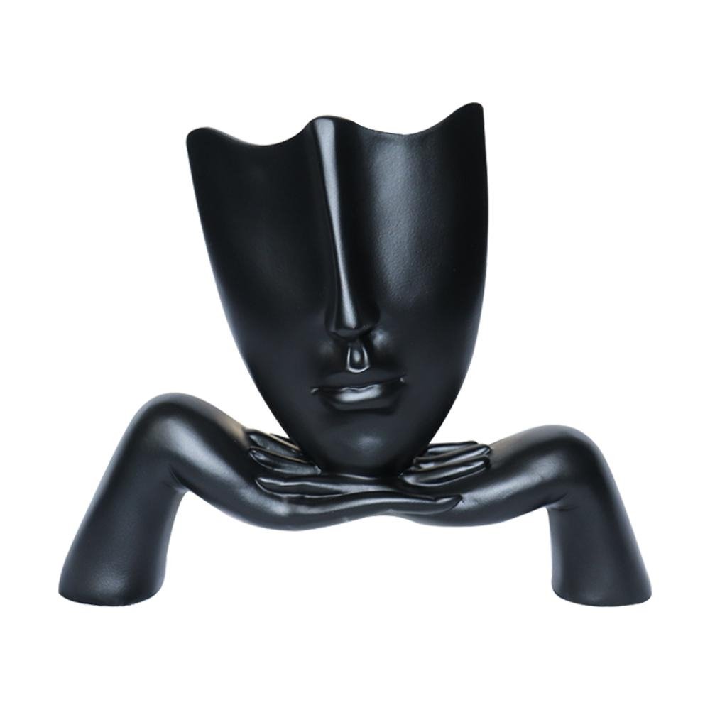 Escultura Decorativa Mascara Descanso Preto Fosco G07 - Gran Belo