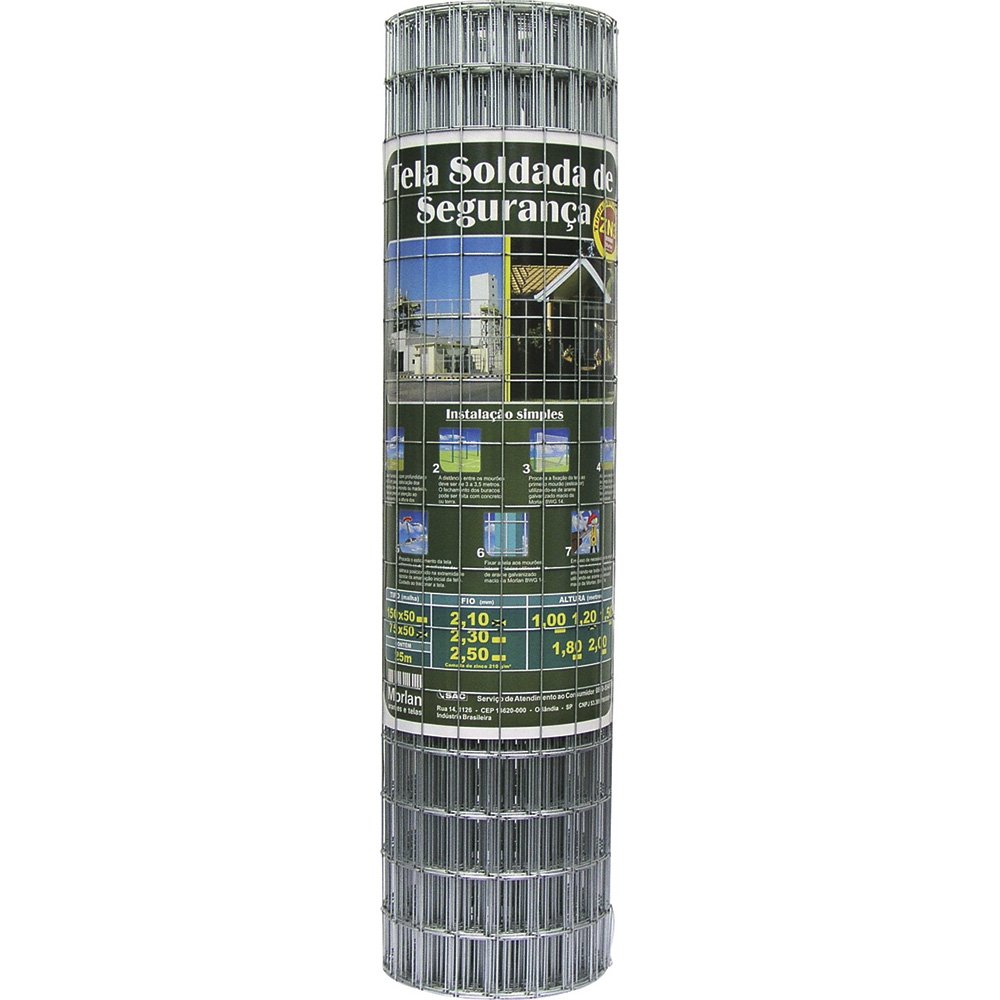 Tela Segurança Soldada Morlan 150 x 50mm Fio 2,30mm 1,20 x 25m