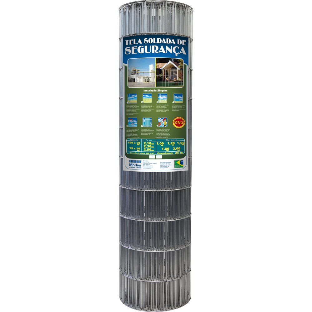 Tela Segurança Soldada Morlan 150 x 50mm Fio 2,50mm 1,50 x 25m