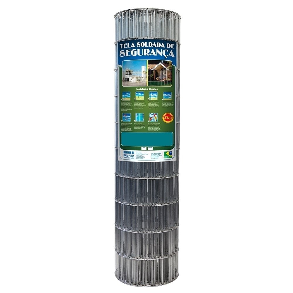 Tela Segurança Soldada Morlan ZN3 100 x 50mm Fio 1,90mm 1,80 x 25m