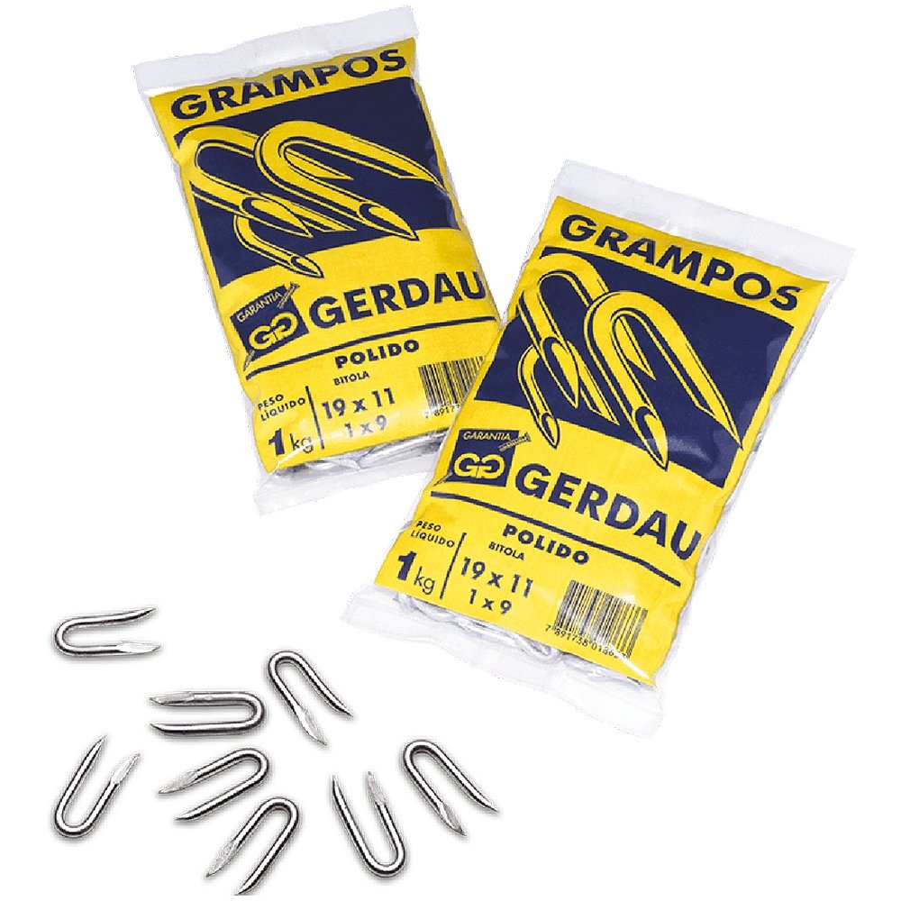 Grampo Gerdau Galvanizado 1x9P 1kg - Embalagem com 20 Unidades