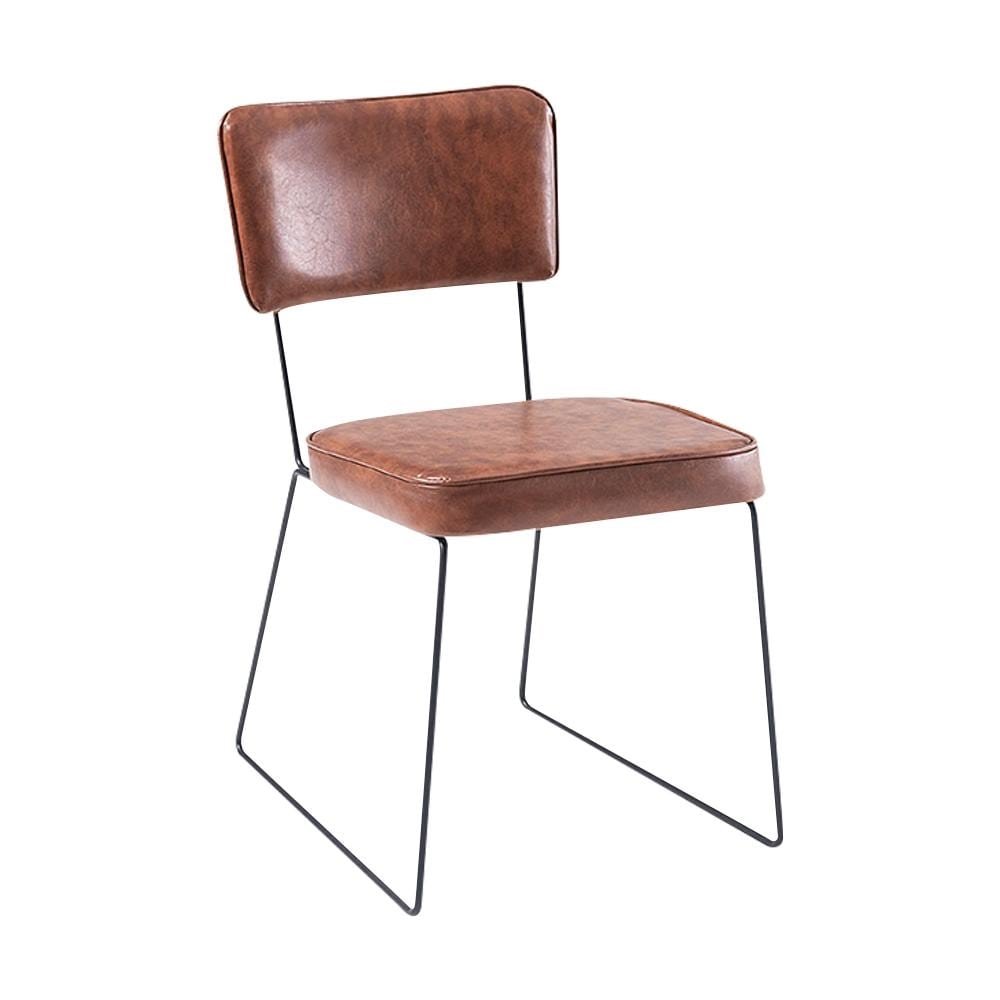 Kit 6 Cadeiras de Jantar Decorativa Base Aço Preto Luigi PU Caramelo G17 - Gran Belo
