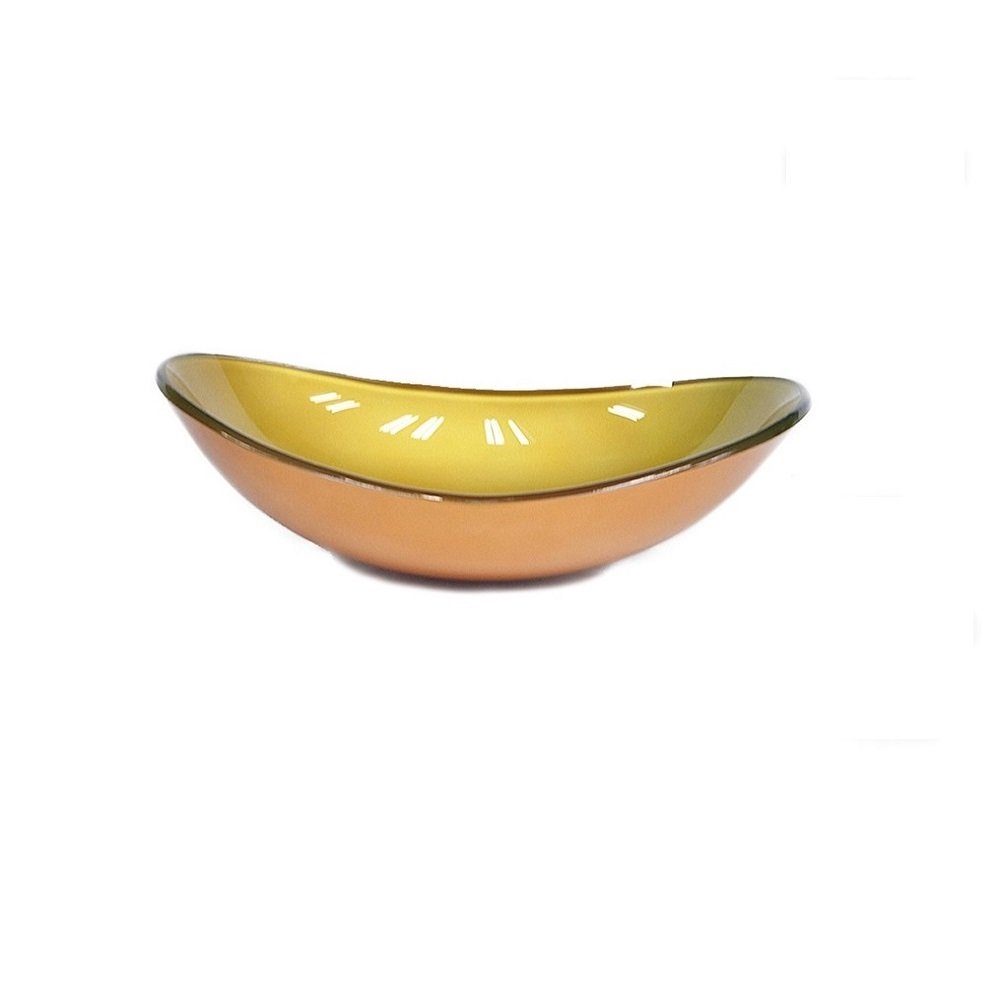 Cuba de vidro oval 47cm dourado real