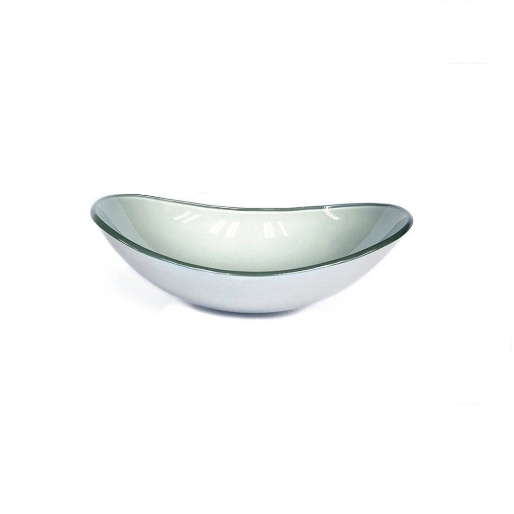 Cuba de vidro oval 47cm prata