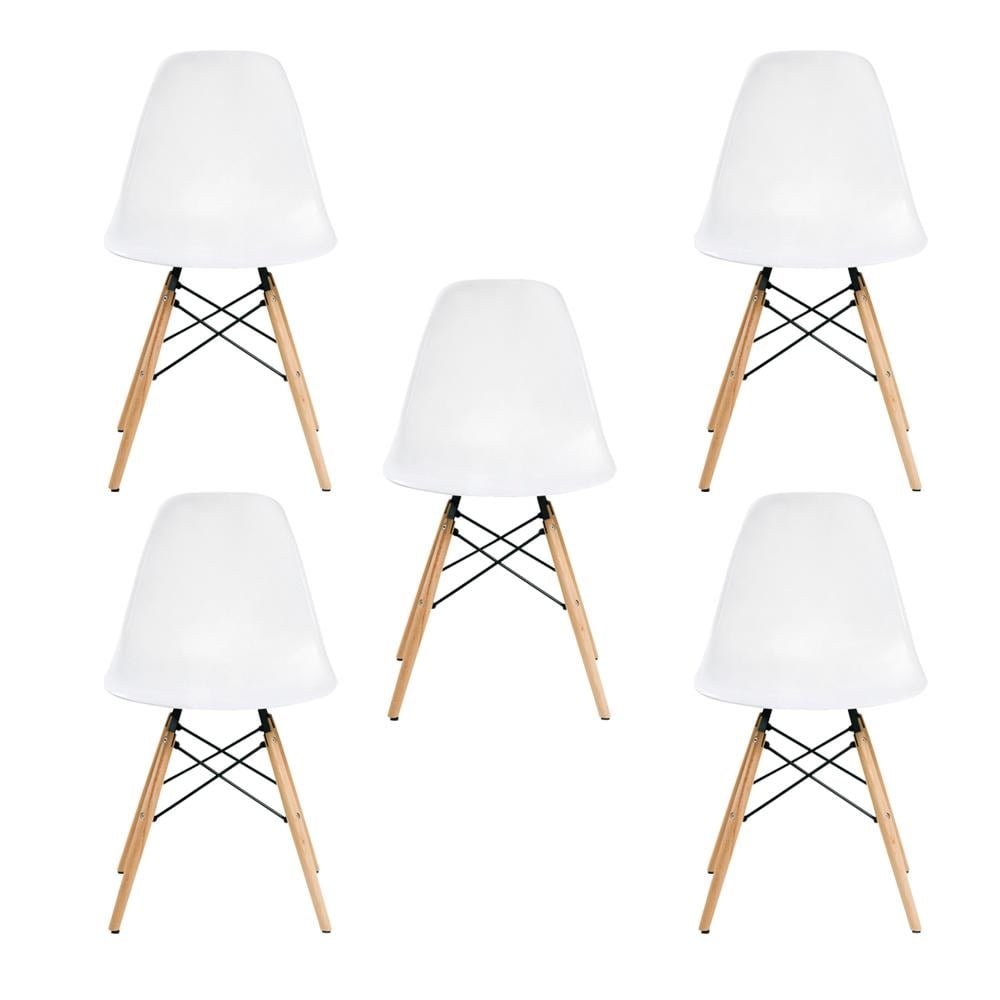 KIT 5 Cadeira Decorativa para Sala e Cozinha Garabit Branco G04 - Gran Belo