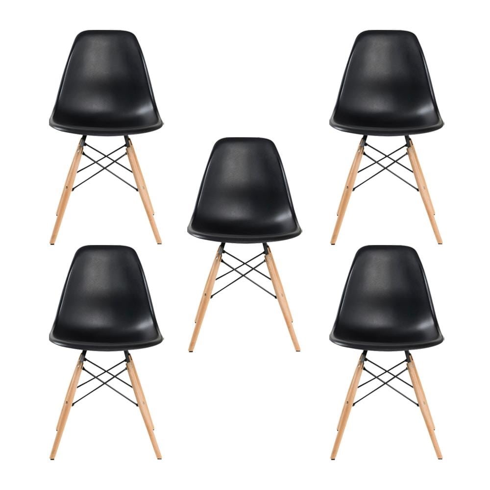 Kit 5 Cadeira Decorativa para Sala e Cozinha Garabit Preto G04 - Gran Belo
