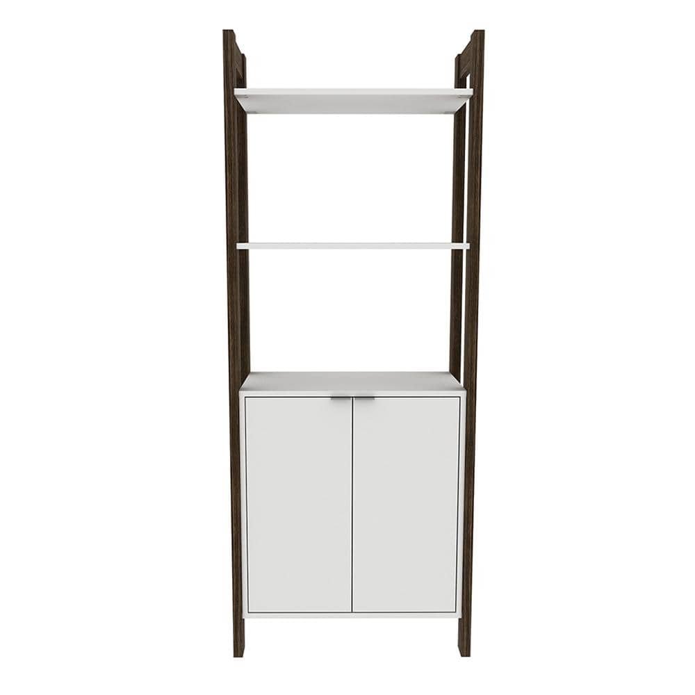 Armário Alto para Escritório Home Office AZ1009 MDP Branco/Nogal G69 - Gran Belo
