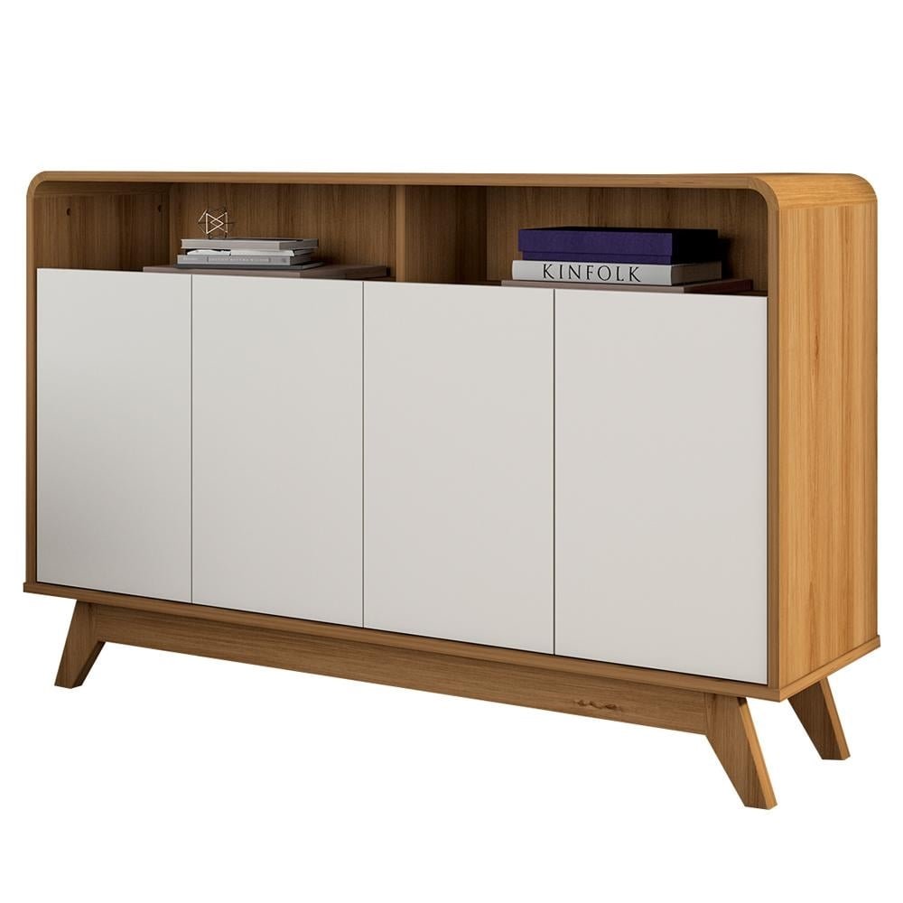 Buffet Aparador 4 Portas Vicenzo MDP Nature/Off White G21 - Gran Belo