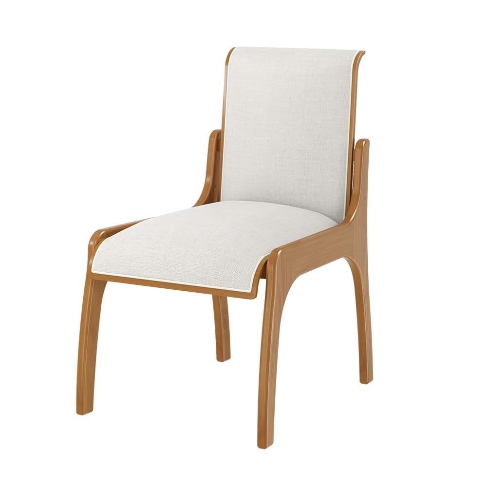Kit 6 Cadeiras Decorativa Sala de Jantar Madeira Maciça Pedri Linho Off White/Imbuia G42 -