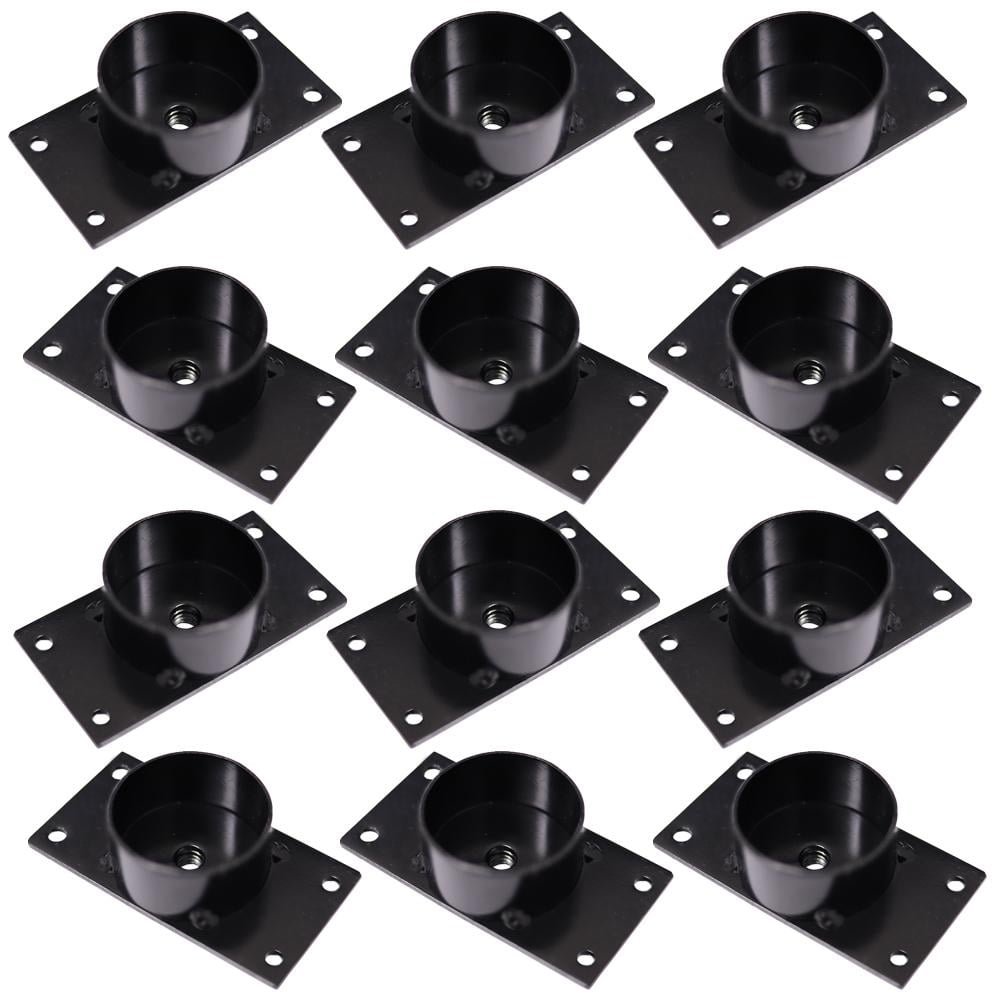 Kit 12 Chapinhas Chapa Reta com Tubo Fixacao Pes Palito Rosca 5/16 Preto G59