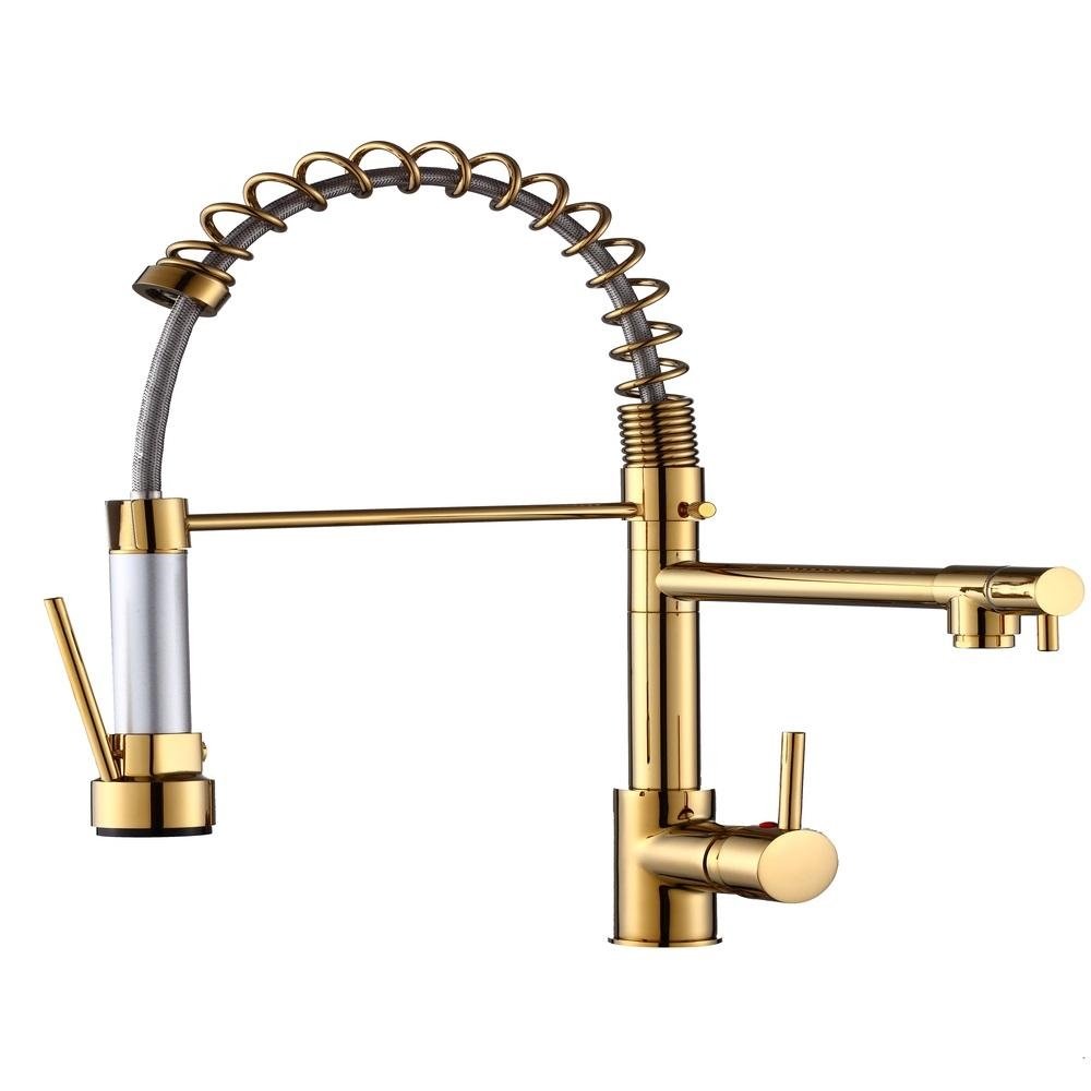 Torneira Gourmet 50cm com Misturador Monocomando Dourada de Bancada Belcca TGM50D-BL