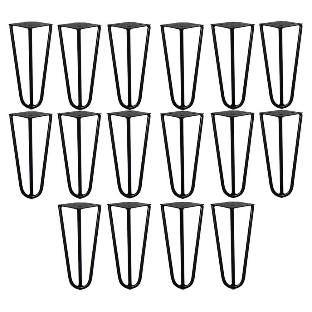 Kit 16 Pes de Metal 15 CM Hairpin Legs Mesas de Centro Puffs Preto G41