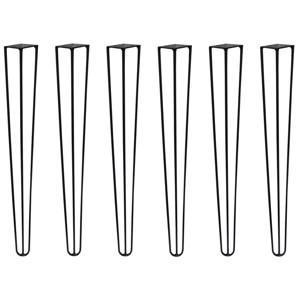 Kit 6 Pés de Metal 60 CM Hairpin Legs Mesa de Canto Aparador Preto G41