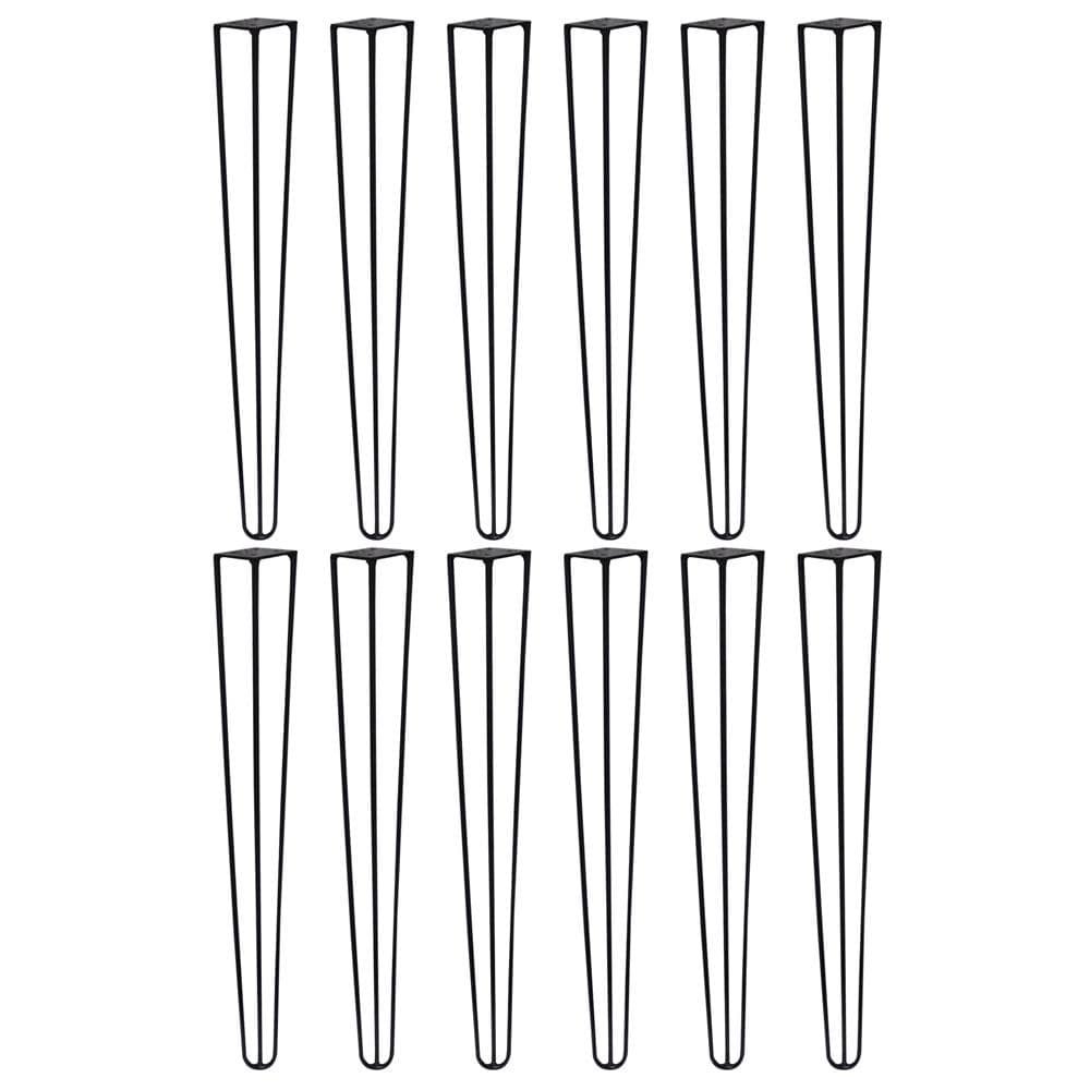 Kit 12 Pes de Metal 60 CM Hairpin Legs Mesa de Canto Aparador Preto G41