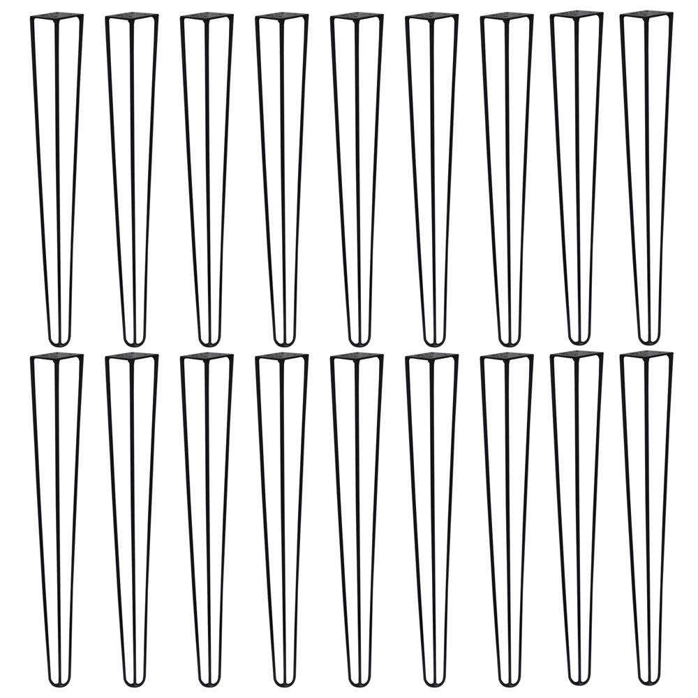 Kit 18 Pes de Metal 60 CM Hairpin Legs Mesa de Canto Aparador Preto G41