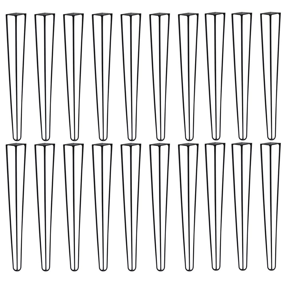 Kit 20 Pes de Metal 60 CM Hairpin Legs Mesa de Canto Aparador Preto G41