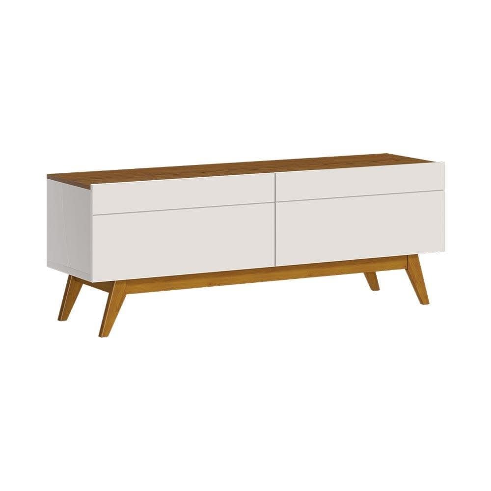 Rack Bancada 2 Gavetas 146cm Amy Off White/Freijó G29 - Gran Belo