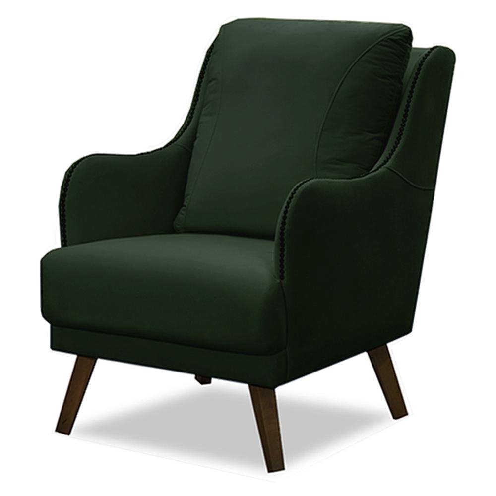 Poltrona Decorativa Catar com Tachas Veludo Verde G33 - Gran Belo