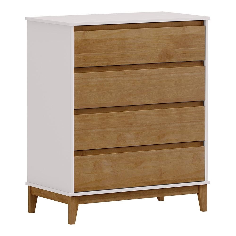 Comoda Decorativa Every Madeira 4 Gavetas OffWhite/Freijo G74 - Gran Belo