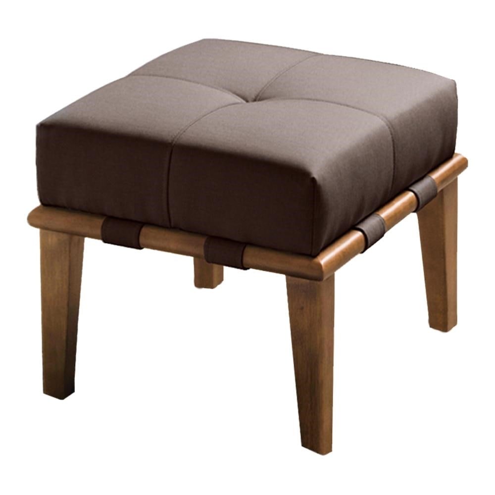 Puff Decorativo 45cm Martínez Linho Pés Madeira Marrom/Natural G62 - Gran Belo