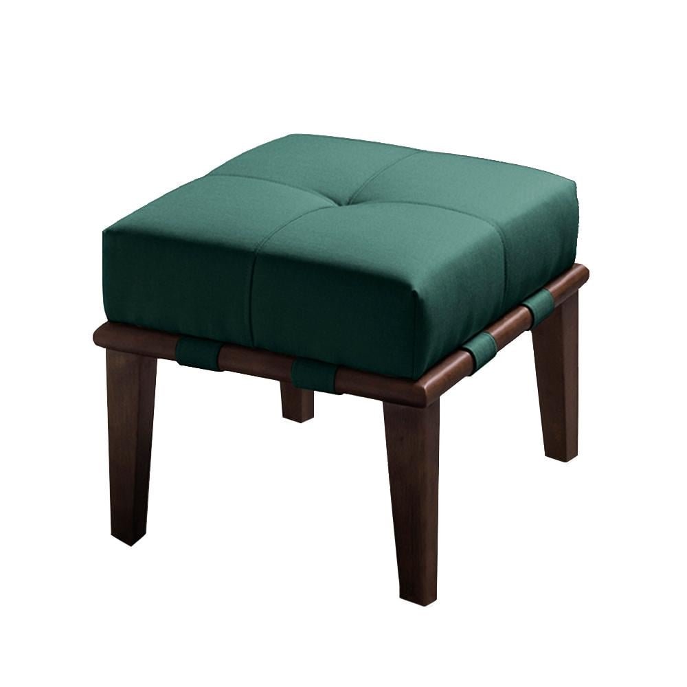 Puff Decorativo 45cm Martínez Veludo Pés Madeira Verde/Imbúia G62 - Gran Belo