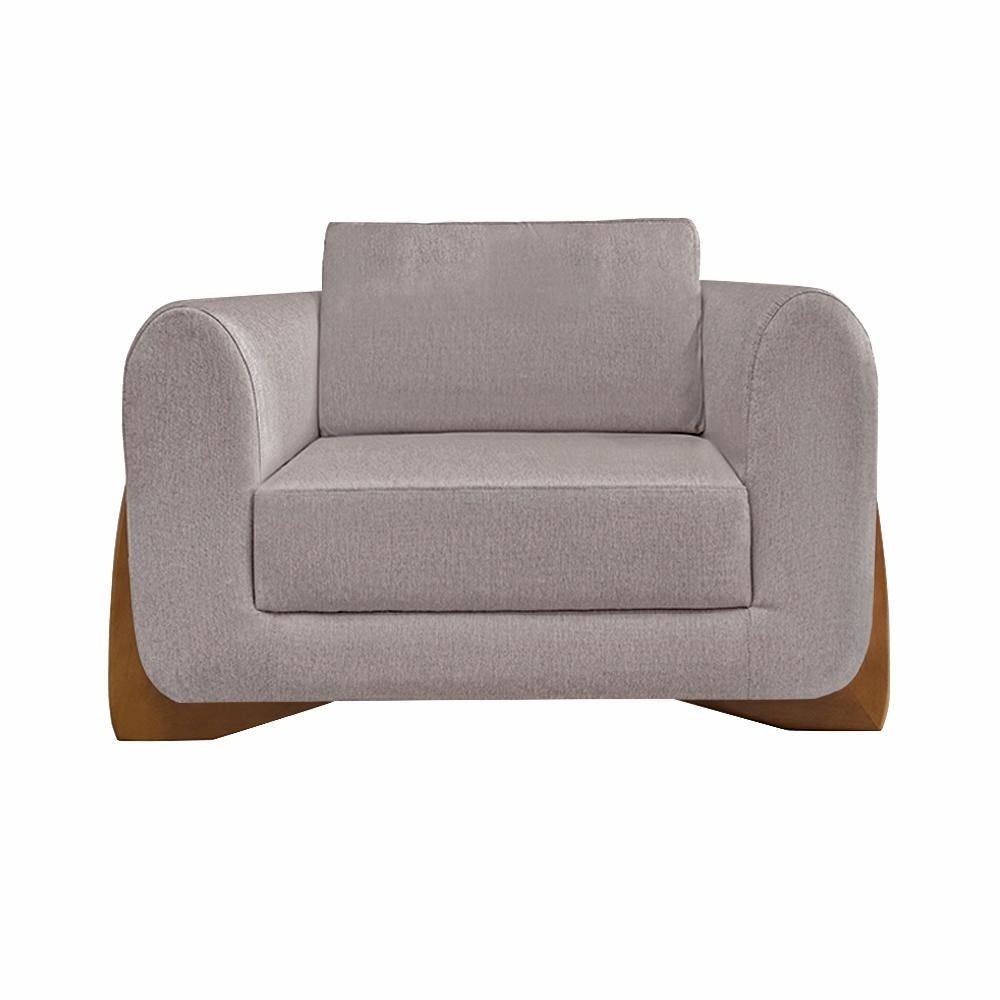 Kit 2 Poltronas Decorativas Pes em Madeira Buzz Linho Areia Rustico G63 - Gran Belo