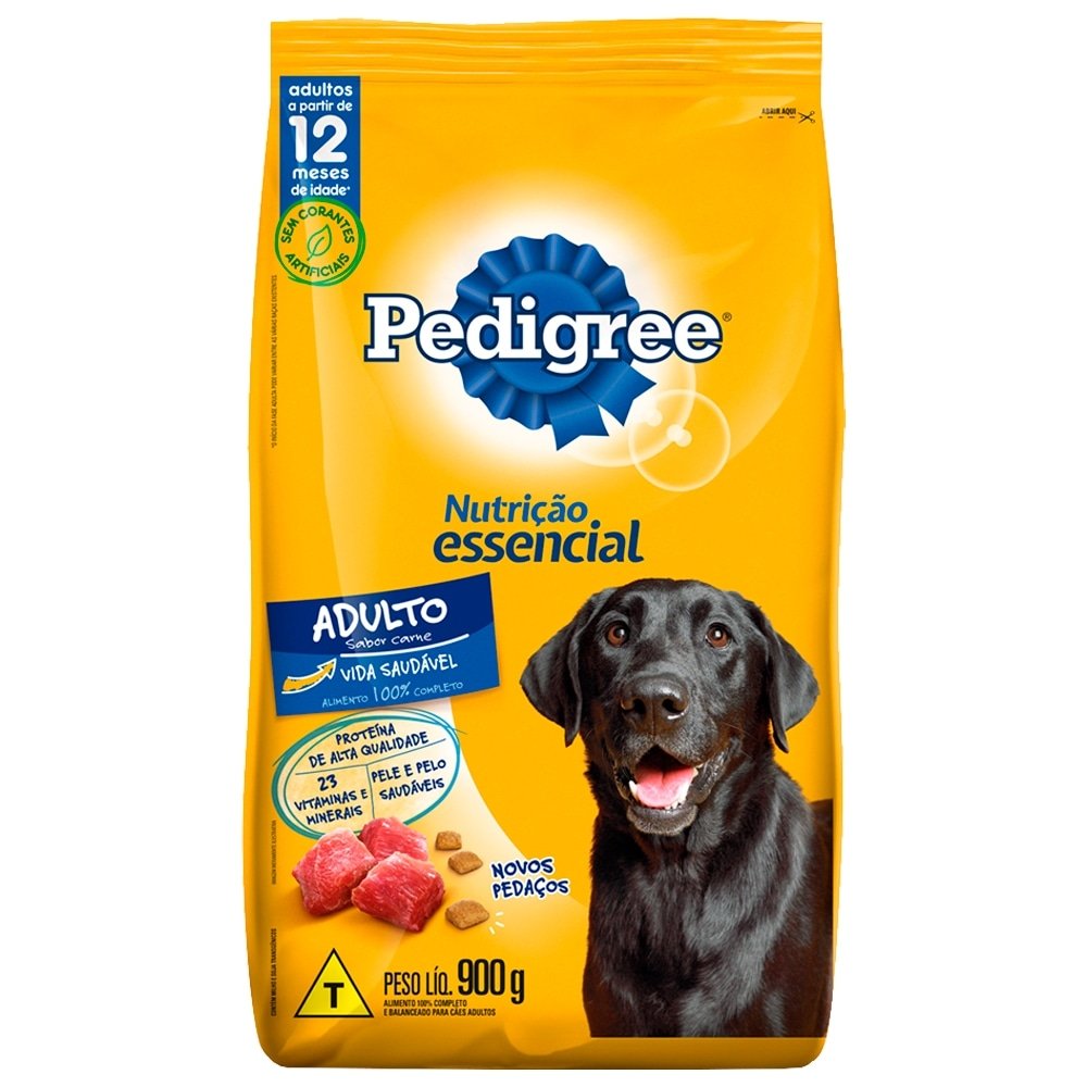 Ração Pedigree Carne Nutrição Essencial Adulto 900g