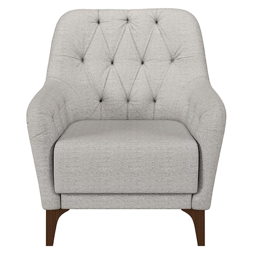 Poltrona Decorativa Pes em Madeira Petra Linho Cinza G45 - Gran Belo