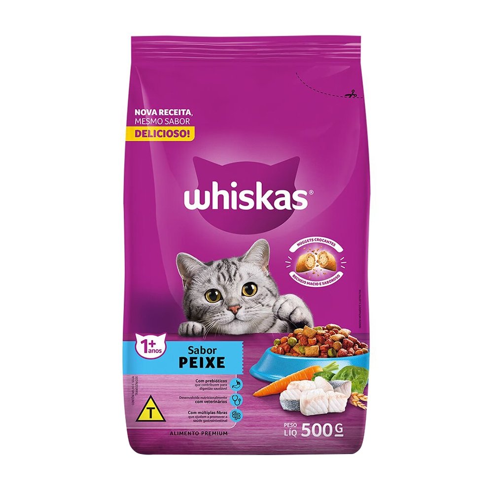 Ração para Gatos Whiskas Premium Peixe com Delicrocs 500g