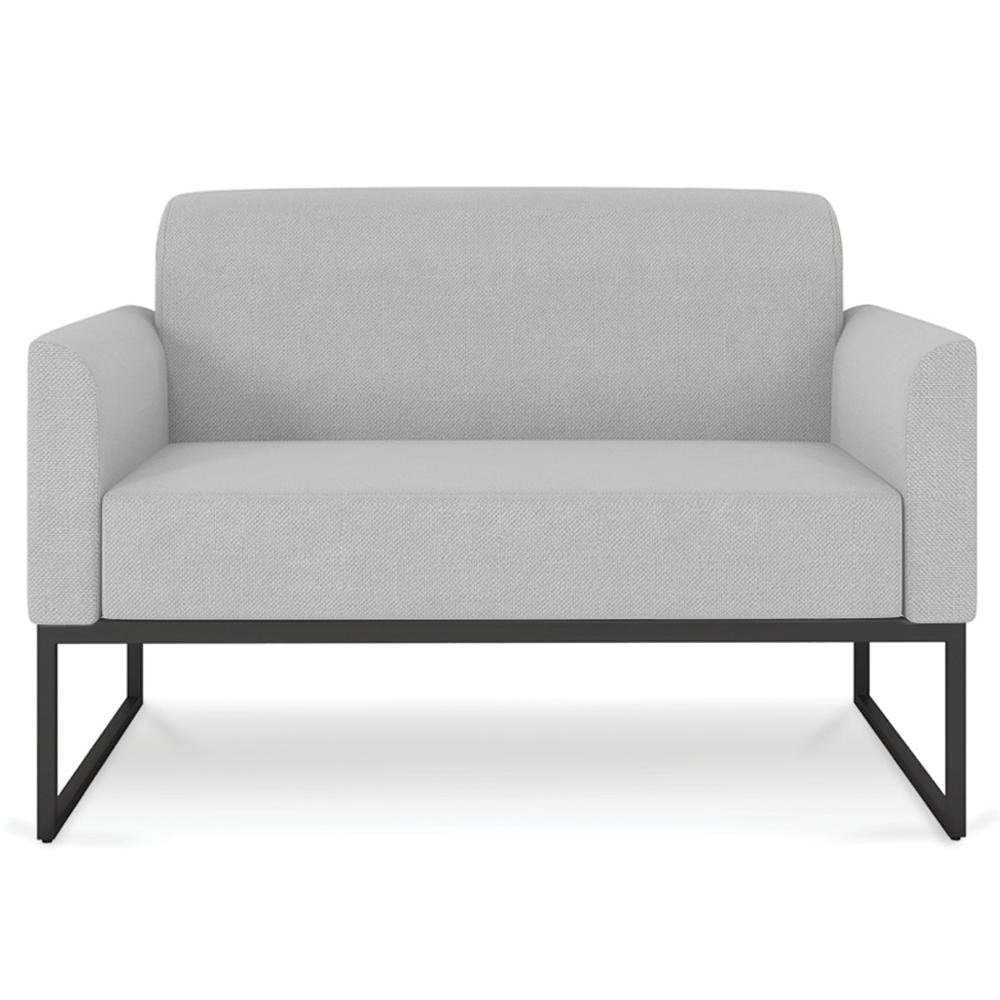 Poltrona Namoradeira Decorativa Isabella Base Industrial Linho Cinza/Preto G19 - Gran Belo