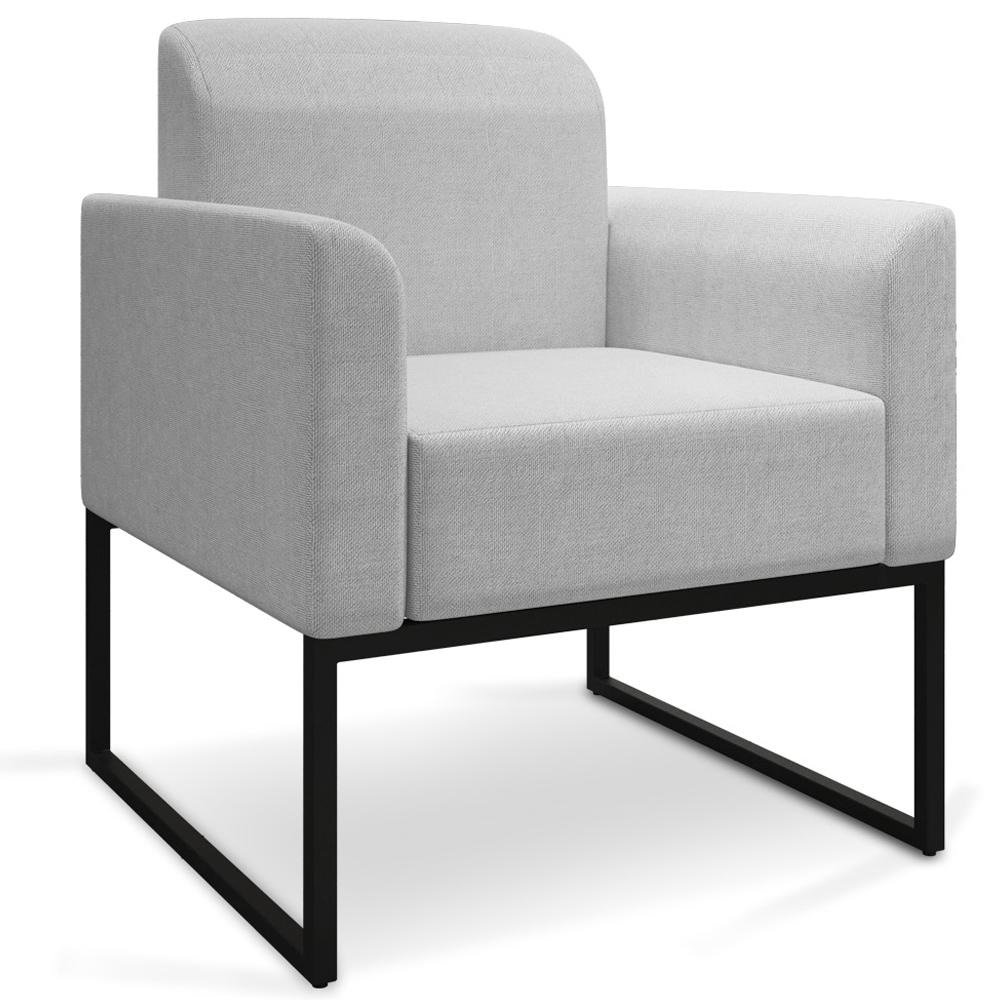 Poltrona Decorativa Isabella Base Industrial Linho Cinza/Preto G19 - Gran Belo
