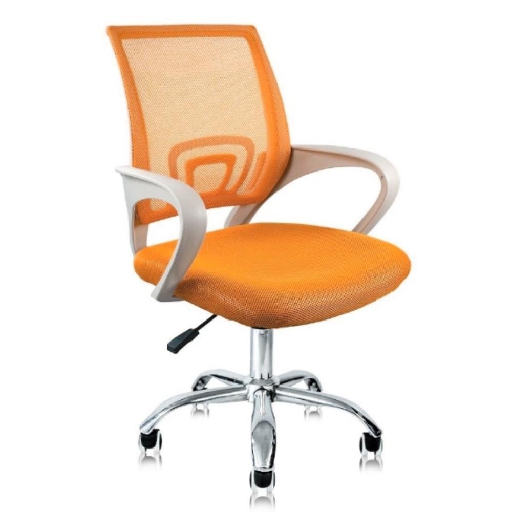 Cadeira de Escritorio Secretaria Base Cromada com Rodinha Fortt Lisboa Laranja - CSF02-LJ
