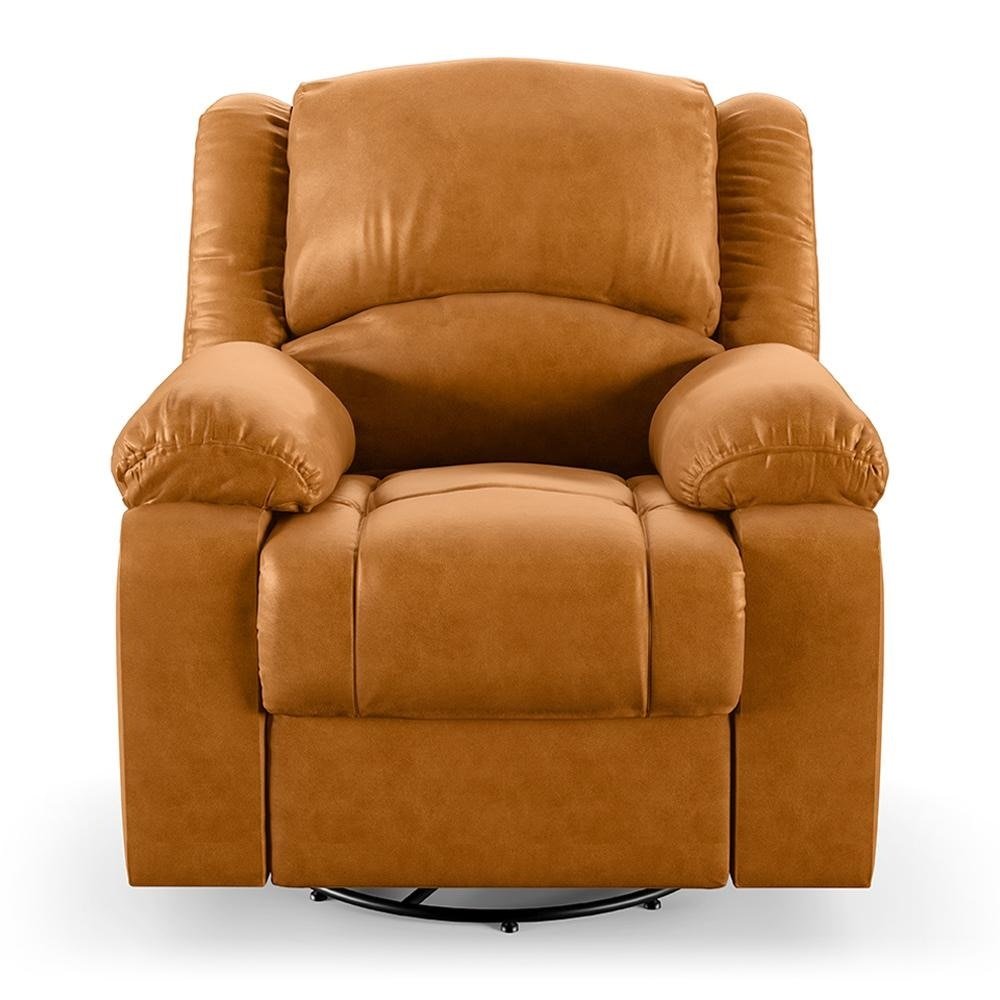 Poltrona do Papai Reclinável Sala de Cinema Madrid Glider Manual Giratória PU Whisky G26