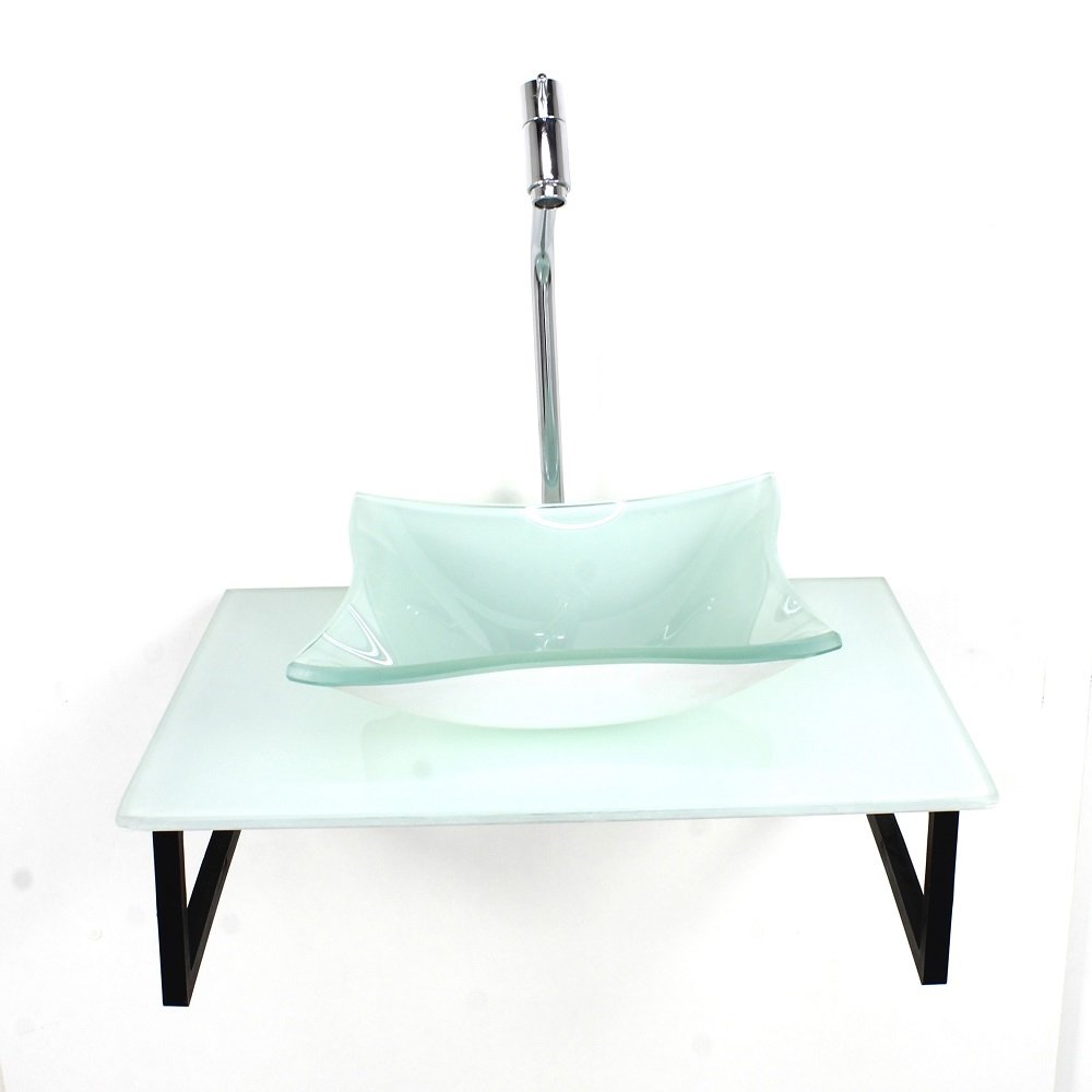 Kit Cuba de Vidro Quadrada Com Tampo 50cm Branco Full Mais Suporte SP