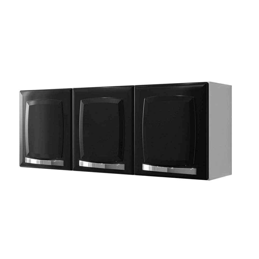 Armario Aereo de cozinha Itatiaia Rose com 3 portas cor Preto - ARM-105