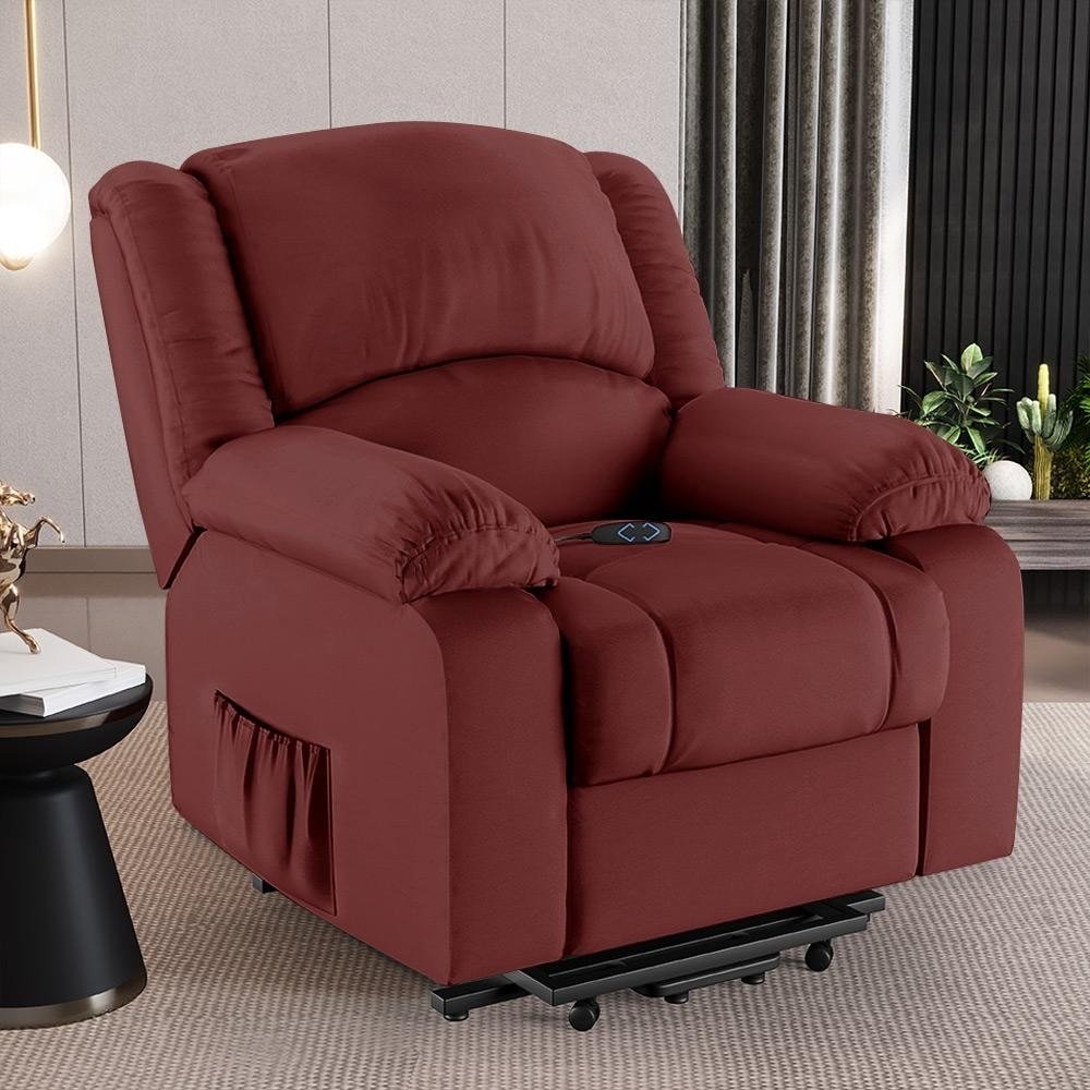 Poltrona do Papai Reclinável Sala de Cinema Madrid Elevação Lift Elétrico PU Vermelho G23
