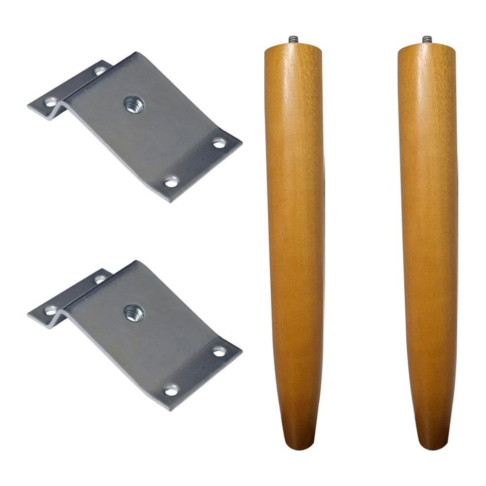 2 Pes Palito Madeira 30cm e 2 Chapinhas Aco Inclinada 15 Mel/Zincado G75 / G59 - Gran Bel