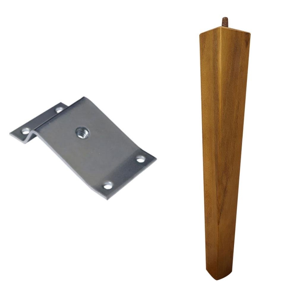 Pe Palito Madeira Quadrado 30cm e Chapinha Aco Inclinada 15 Mel/Zincado G75 / G59 - Gran