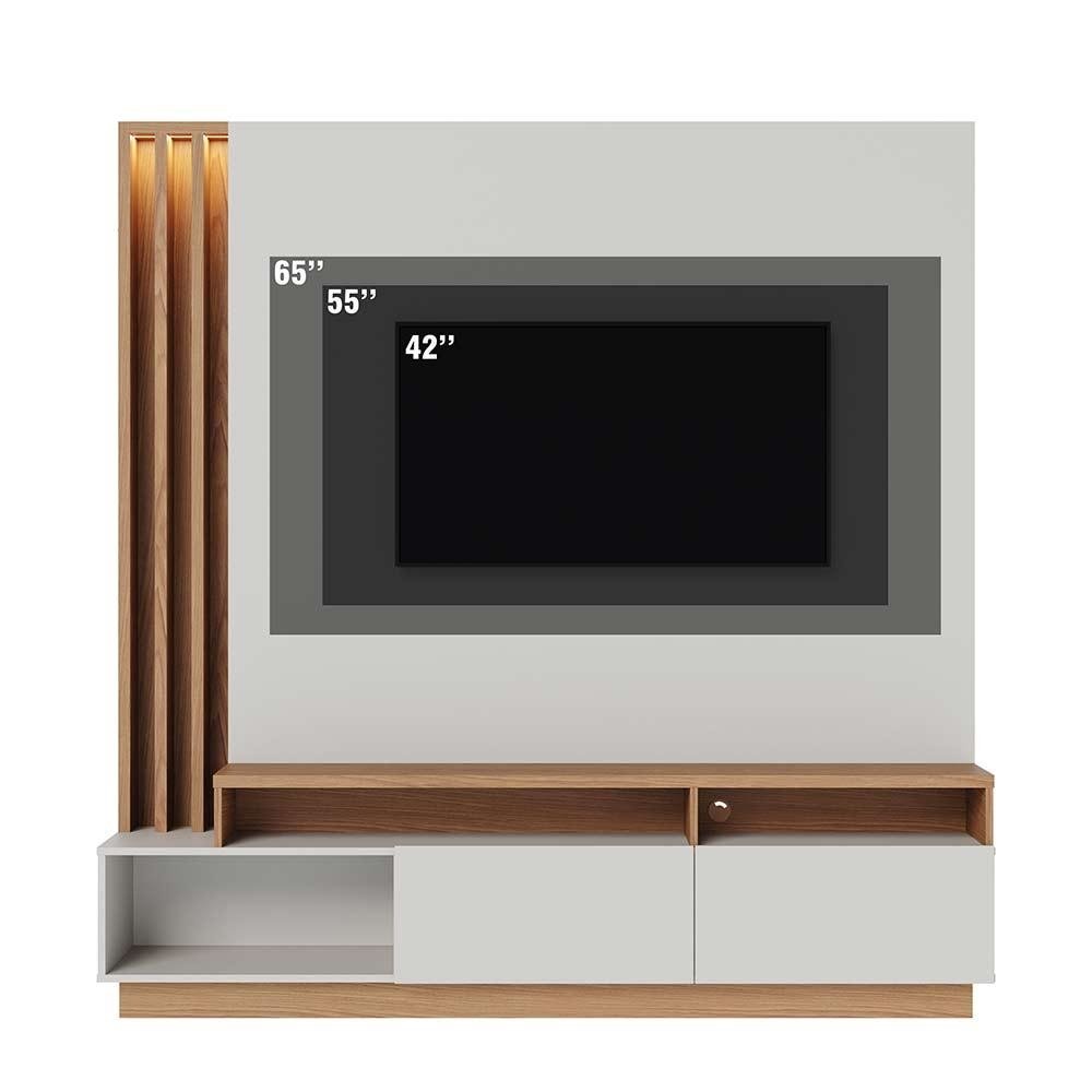 Estante Home Sala de Estar 180cm Filipina Led Off White/Freijo G73 - Gran Belo