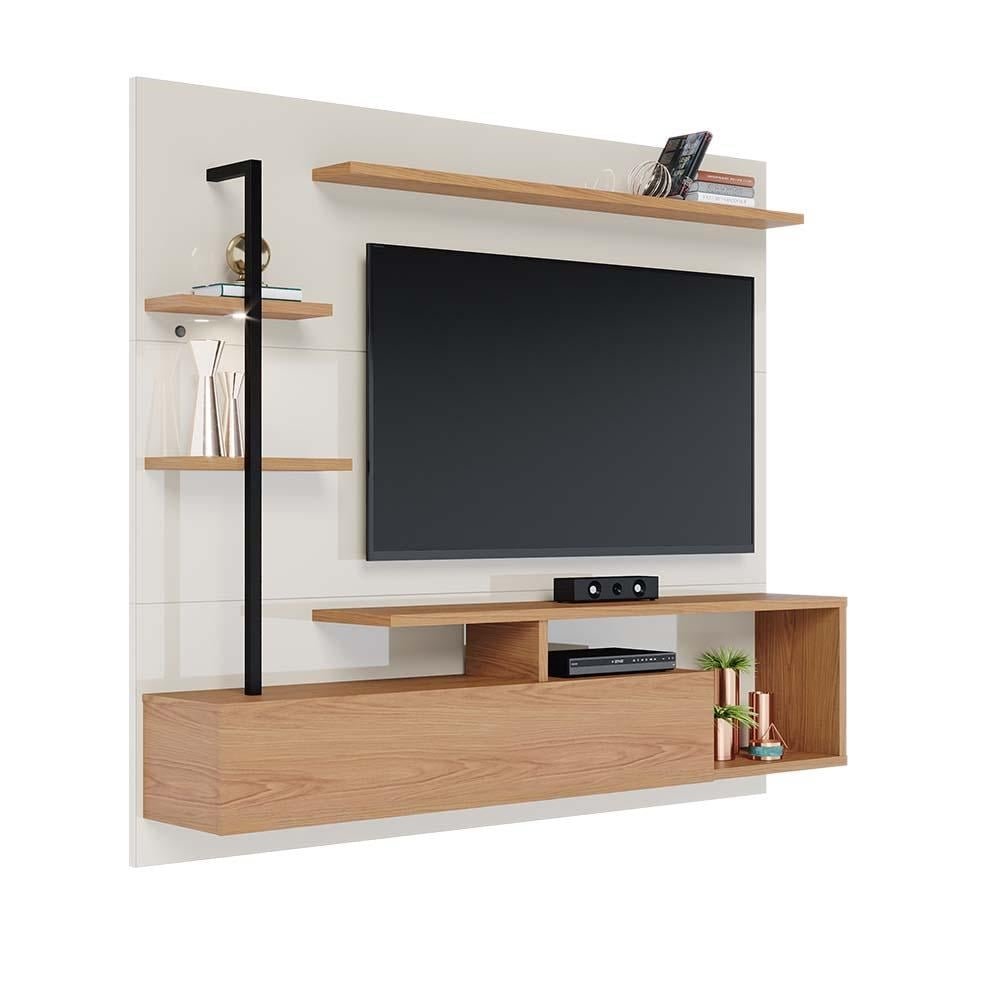 Home Painel Suspenso 180cm Maui Led Off White/Freijó G73 - Gran Belo