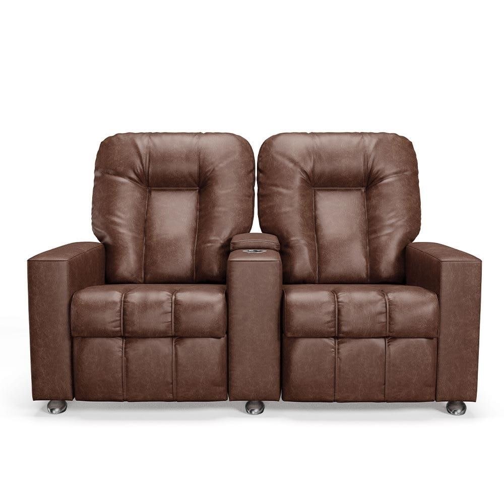 Poltrona do Papai Reclinável 2 Lugares Sala de Cinema Pequim Manual PU Marrom G23 - Gran B