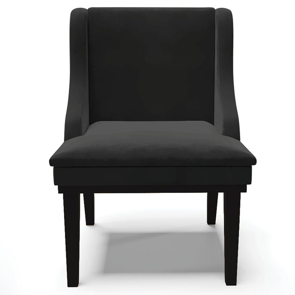 Kit 5 Cadeiras Decorativas Sala de Jantar Base Fixa de Madeira Firenze Veludo Preto G19 -
