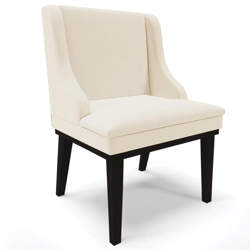 Kit 2 Cadeiras Decorativas Sala de Jantar Base Fixa de Madeira Firenze Linho Bege/Preto G1